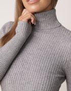 j&x Asortat elastic cu guler înalt din bumbac din tricot reiat Sindhe Gri