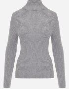 j&x Asortat elastic cu guler înalt din bumbac din tricot reiat Sindhe Gri