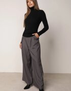 j&x Asortat elastic cu guler înalt din bumbac din tricot reiat Sindhe Negru