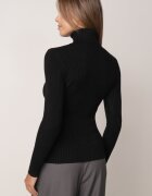 j&x Asortat elastic cu guler înalt din bumbac din tricot reiat Sindhe Negru