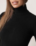 j&x Asortat elastic cu guler înalt din bumbac din tricot reiat Sindhe Negru