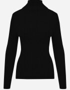 j&x Asortat elastic cu guler înalt din bumbac din tricot reiat Sindhe Negru