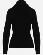 j&x Asortat elastic cu guler înalt din bumbac din tricot reiat Sindhe Negru