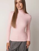 j&x Asortat elastic cu guler înalt din bumbac din tricot reiat Sindhe Roz