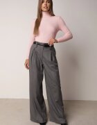j&x Asortat elastic cu guler înalt din bumbac din tricot reiat Sindhe Roz