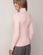 j&x Asortat elastic cu guler înalt din bumbac din tricot reiat Sindhe Roz