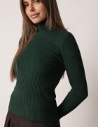 j&x Asortat elastic cu guler înalt din bumbac din tricot reiat Sindhe Verde închis