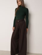 j&x Asortat elastic cu guler înalt din bumbac din tricot reiat Sindhe Verde închis