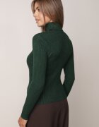 j&x Asortat elastic cu guler înalt din bumbac din tricot reiat Sindhe Verde închis