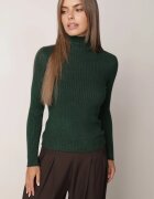 j&x Asortat elastic cu guler înalt din bumbac din tricot reiat Sindhe Verde închis