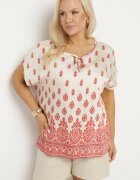 j&x Bluză Alb-Roșie cu model Boho cu legătură la decolteu Jenalia