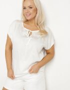 j&x Bluză Albă cu Broderie și Șnur La Decolteu Mepaya