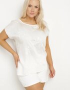 j&x Bluză Albă cu Mânecă Scurtă și Lejeră Mepola