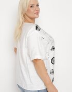 j&x Bluză Albă De bumbac cu mânecă scurtă cu Buzunar decorativ Imprimeu și Nasturi Lovenna