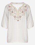 j&x Bluză Albă din Bumbac cu Decorațiuni Brodate La Decolteu Mirundria