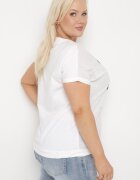 j&x Bluză Albă din Bumbac cu elastic la bază cu imprimeuri și strasuri Tesaria