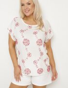 j&x Bluză Albă din bumbac Decorată cu broderie și paiete Mailitte