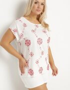 j&x Bluză Albă din bumbac Decorată cu broderie și paiete Mailitte
