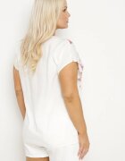 j&x Bluză Albă din bumbac Decorată cu broderie și paiete Mailitte