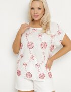 j&x Bluză Albă din bumbac Decorată cu broderie și paiete Mailitte