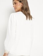 j&x Bluză Albă în Stil Rustic cu Dantelă și Decolteu în V Gonlira