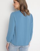 j&x Bluză Albastră în Stil Rustic cu Dantelă și Decolteu în V Gonlira
