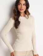 j&x Bluză Bej Deschis cu Mâneci Lungi din Tricot cu Dungi Delicate Terilanne
