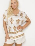 j&x Bluză bej deschis din viscoză cu model stil boho Lunaseia
