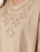 j&x Bluză Bej Din bumbac cu broderie decorativă Rinevra