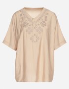 j&x Bluză Bej Din bumbac cu broderie decorativă Rinevra