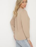 j&x Bluză Bej în Stil Rustic cu Dantelă și Decolteu în V Gonlira