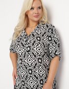 j&x Bluză de viscoză Negru-Alb cu nasturi cu imprimeu geometric Perita