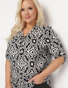 j&x Bluză de viscoză Negru-Alb cu nasturi cu imprimeu geometric Perita