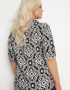 j&x Bluză de viscoză Negru-Alb cu nasturi cu imprimeu geometric Perita