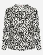 j&x Bluză de viscoză Negru-Alb cu nasturi cu imprimeu geometric Perita