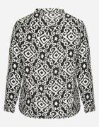 j&x Bluză de viscoză Negru-Alb cu nasturi cu imprimeu geometric Perita