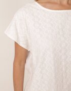 j&x Bluză din Bumbac cu Croi Oversize Decorată cu Broderie Adriatea Albă