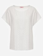 j&x Bluză din Bumbac cu Croi Oversize Decorată cu Broderie Adriatea Albă