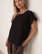 j&x Bluză din Bumbac cu Croi Oversize Decorată cu Broderie Adriatea Neagră