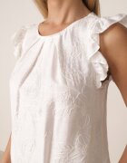 j&x Bluză din vâscoză fără mâneci decorată cu broderie și volănașe Adramisia Albă
