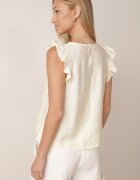 j&x Bluză din vâscoză fără mâneci decorată cu broderie și volănașe Adramisia Galben deschis