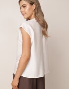 j&x Bluză din viscoză în stil boho cu aplicație din imitație de pietre Rosunte Albă
