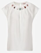 j&x Bluză din viscoză în stil boho cu aplicație din imitație de pietre Rosunte Albă