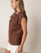 j&x Bluză din viscoză în stil boho cu aplicație din imitație de pietre Rosunte Maro