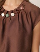 j&x Bluză din viscoză în stil boho cu aplicație din imitație de pietre Rosunte Maro