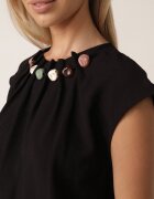 j&x Bluză din viscoză în stil boho cu aplicație din imitație de pietre Rosunte Neagră