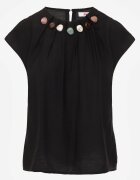 j&x Bluză din viscoză în stil boho cu aplicație din imitație de pietre Rosunte Neagră