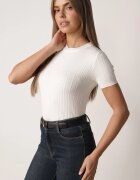 j&x Bluză elegantă cu mânecă scurtă din vâscoză cu model împletit Stria Bej deschis