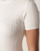 j&x Bluză elegantă cu mânecă scurtă din vâscoză cu model împletit Stria Bej deschis