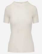 j&x Bluză elegantă cu mânecă scurtă din vâscoză cu model împletit Stria Bej deschis